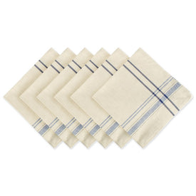 DII Nautical Blue French Stripe 20" x 20" Napkins Set of 6