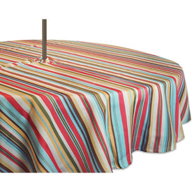 DII Summer Stripe 60" Round Outdoor Table Cloth with Zipper