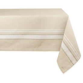 DII White French Stripe 120" x 60" Tablecloth