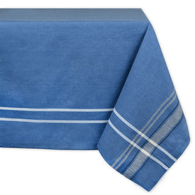 DII Blue Chambray French Stripe 84" x 60" Tablecloth