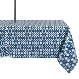 DII Blue Ikat Outdoor 120" x 60" Table Cloth with Zipper