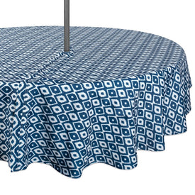 DII Blue Ikat 52" Round Outdoor Table Cloth with Zipper