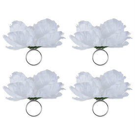 DII Peony White Napkin Rings Set of 4