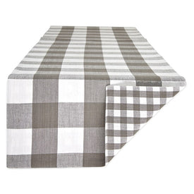 DII Gray/White Reversible Gingham/Buffalo Check 72" x 14" Table Runner