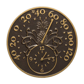 Pineapple Thermometer and Clock - French Bronze