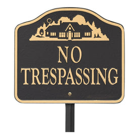 No Trespassing Wall/Lawn Statement Plaque - Black/Gold