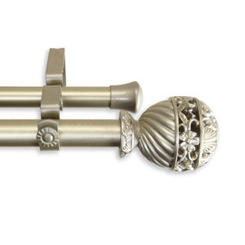Lorraine Double Curtain Rod 1" Diameter x 120" - 170" Long-Light Gold