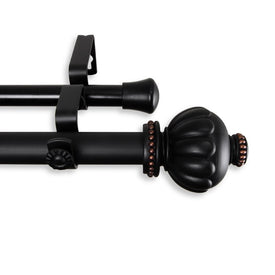 Sinclair Double Curtain Rod 1" Diameter x 160" - 240" Long - Black
