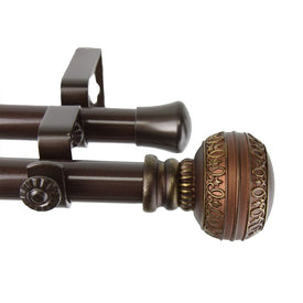 Margo Double Curtain Rod 13/16" Diameter x 48" - 84" Long - Cocoa