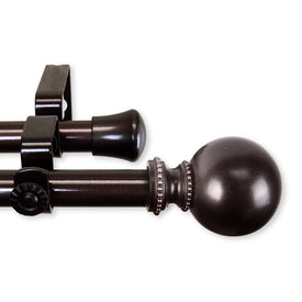 Bigby Double Curtain Rod 13/16" Diameter x 66" - 120" Long - Cocoa