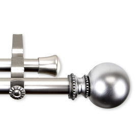 Bigby Double Curtain Rod 13/16" Diameter x 120" - 170" Long - Satin Nickel