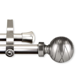 Charles Double Curtain Rod 13/16" Diameter x 120" - 170" Long - Satin Nickel