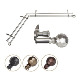 Juliette Corner Window Double Curtain Rod 13/16" Diameter x 48" - 84" Long - Satin Nickel