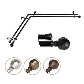 Juliette Corner Window Double Curtain Rod 13/16" Diameter x 120" - 170" Long - Black