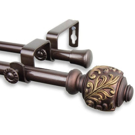 Thaddeus Double Curtain Rod 5/8" Diameter x 28" - 48" Long - Cocoa