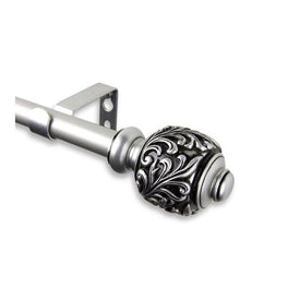 Thaddeus Curtain Rod 5/8" Diameter x 48" - 84" Long - Satin Nickel