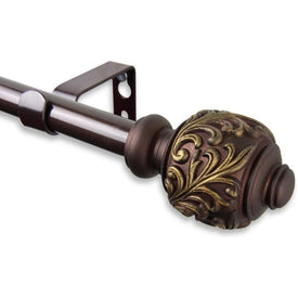 Thaddeus Curtain Rod 5/8" Diameter x 48" - 84" Long - Cocoa