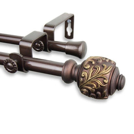 Thaddeus Double Curtain Rod 5/8" Diameter x 48" - 84" Long - Cocoa