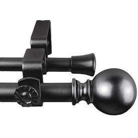 Josh Double Curtain Rod 5/8" Diameter x 28" - 48" Long - Black