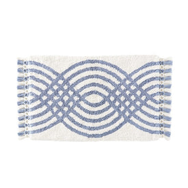 Fringed Waves Rug in Blue