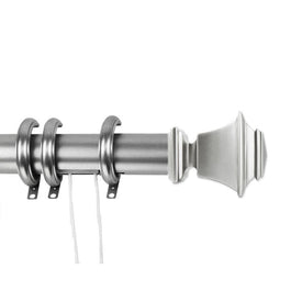 Julio Decorative Traverse Rod with Rings 84" - 156" - Satin Nickel