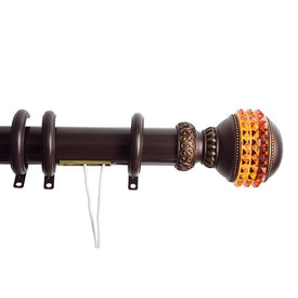 Emma Decorative Traverse Rod with Rings 66" - 120" - Cocoa