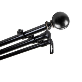 Bigby Triple Curtain Rod 13/16" Diameter x 48" - 84" Long - Black