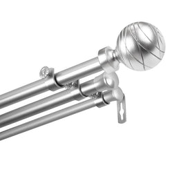 Charles Triple Curtain Rod 13/16" Diameter x 66" - 120" Long - Satin Nickel