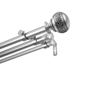 Kathy Triple Curtain Rod 13/16" Diameter x 28" - 48" Long - Satin Nickel