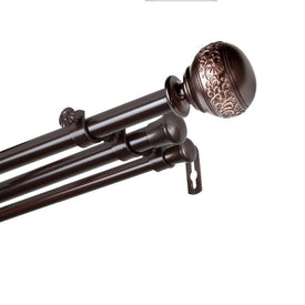 Kathy Triple Curtain Rod 13/16" Diameter x 28" - 48" Long - Cocoa