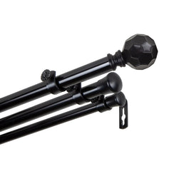 Juliette Triple Curtain Rod 13/16" Diameter x 66" - 120" Long - Black