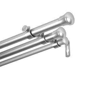 Triple Curtain Rod 13/16" Diameter x 28" - 48" Long - Satin Nickel