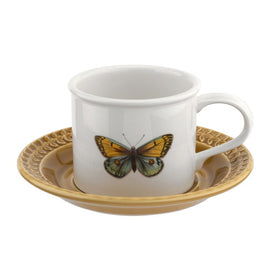 Botanic Garden Harmony Embossed Breakfast Cup and Saucer - Amber