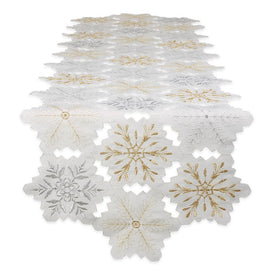 Embroidered Snowflakes Table Runner