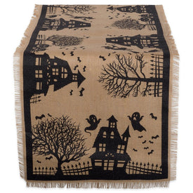 Haunted House Burlap 14" x 74" Table Runner