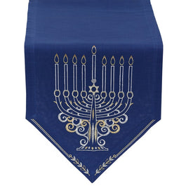 Menorah Embroidered Table Runner 14" x 68