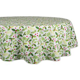 Boughs of Holly Print 70" Round Table Cloth