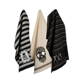 Skeleton Embellished Dish Towels Set of 3 Assorted