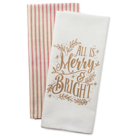 Merry & Bright Christmas Printed Dish Towels Set of 2 Assorted