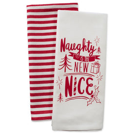 Naughty Nice Holiday Printed Dish Towels Set of 2 Assorted