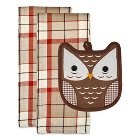Autumn Owl Potholder Gifts Set of 3