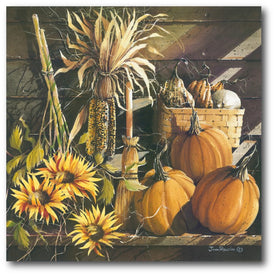 Pumpkin & Sunflower 30" x 30" Gallery-Wrapped Canvas Wall Art