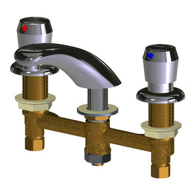 Lavatory Faucet Metering Widespread 8 Inch Spread 2 Vandal Resistant ADA Polished Chrome