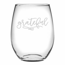 Grateful Stemless Wine Glass Set