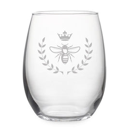 Vintage Bee Stemless Wine Glass Set
