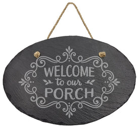 Welcome to Our Porch Oval Slate Decor