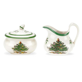 Spode Christmas Tree Sugar Bowl & Creamer Set