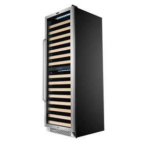 164-Bottle Built-in Stainless Steel Dual Zone Compressor Wine Refrigerator with Display Rack and LED display