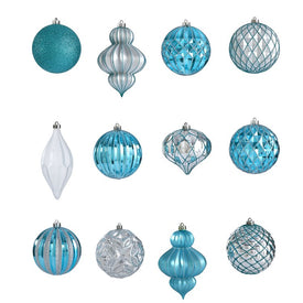 Holiday Lux Shatterproof, 12 Count Christmas Tree Ornament Set, 100mm with Reusable Box