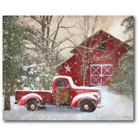 Barn With Truck 30" x 40" Gallery-wrapped Canvas Wall Art